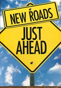 New Roads Just Ahead, Graduation Greeting Card, Road Sign - Picture 1 of 2