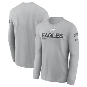 PHILADELPHIA EAGLES Nike 2024 Salute Service LONG SLEEVE T-SHIRT GRAY ADULT S - Picture 1 of 2