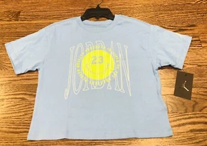 ✅ $25 Michael Air Jordan Brand Nike Girls M (10/12) Baby Blue Graphic Top Tee 💯 - Picture 1 of 5