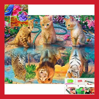 KIT LOISIRS CREATIFS POINT CROIX BRODERIE TIGRE CHAT MOSAIQUE DIAMANT 3D TOILE - Photo 1/4