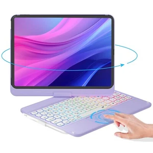 NOKBABO iPad 10th Gen Keyboard Case 360° Rotation Backlit Touchpad Purple - Picture 1 of 2