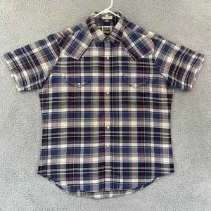 Vintage Ely Cattleman Pearl Snap Shirt Mens XL Check Short Sleeve 80s Western - Picture 1 of 7
