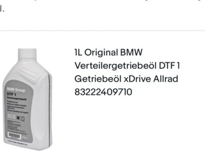 1L BMW transfer case oil DTF 1 original transmission oil xDrive AWD 83222409710 - Image 1 of 3