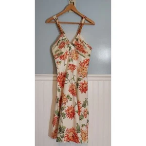 Vintage Donna Ricco Sz 8 100% Silk Halter Midi Dress Floral Wood Bead Collar - Picture 1 of 8