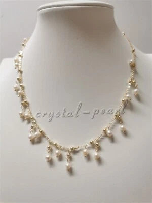 Hermoso Collar Blanco 18" AAA Perlas Naturales Mar del Sur 14k Barroco Foto 1 de 4