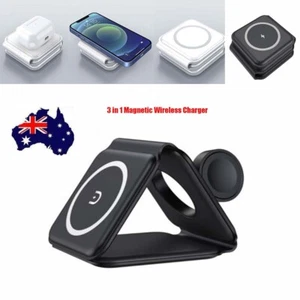 3in1 Foldable Wireless Charger Magnetic Fast Charging Pad iPhone Airpods Watch - Picture 1 of 16