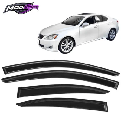 Se adapta a 06-13 Lexus IS250 IS350 08-14 IS F viseras de ventana protector parasol de lluvia 4 piezas Foto 1 de 4