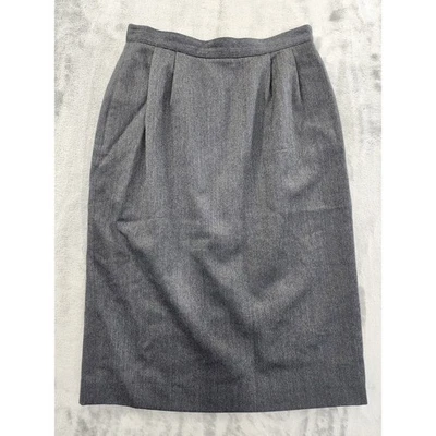 Vintage Liz Claiborne Wool Pleated Pencil Skirt Size 4 Gray Office Career Preppy - Image 1 of 4