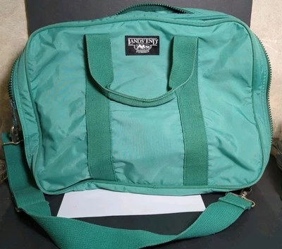 Vtg Y2K Lands End Summit Travel Bag 18" Carry-On Green Nylon YKK Zippers - Image 1 of 4