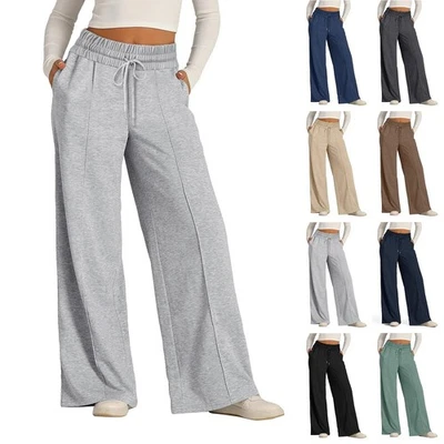 Womens Fleece Joggers High Waist Loose Baggy Straight Leg Joggers Casual - Image 1 of 4