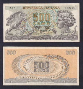 Banconota Italia 500 lire Aretusa 1970 P.-93a SPL-/XF- - Picture 1 of 1