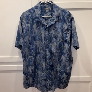 Eddie Bauer Shirt Mens XLT XLarge Tall Blue Bigfoot Yeti Sasquatch Outdoor Woods - Picture 1 of 6