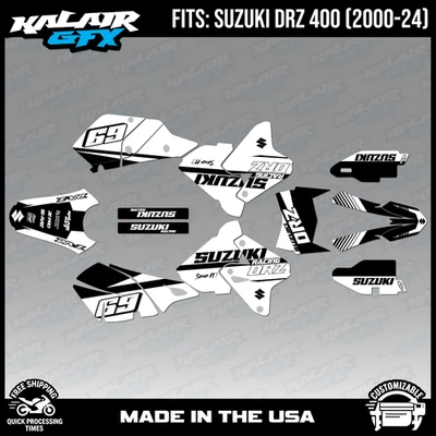 Graphics kit for Suzuki DRZ400 SM, S and E (2000-2024) Voltaic Series - White - Image 1 of 4