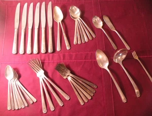 36 Pieces Oneida Bordeaux silverplate flatware Round Soup Spoons Forks Knives - Picture 1 of 7