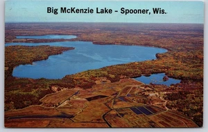 Postal Big McKenzie Lake Spooner Wisconsin vista aérea - Imagen 1 de 2