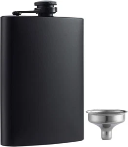 YWQ Matte Black Hip Flask 8oz Stainless Steel Leakproof with Funnel Great Gift - Picture 1 of 11