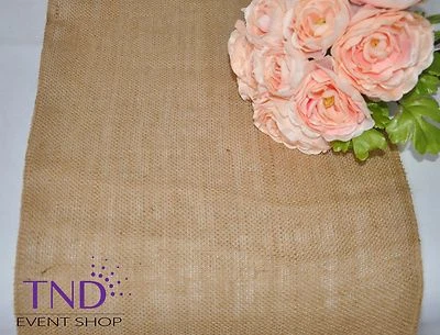 "CORREDOR DE MESA DE ARPILLERA NATURAL 14""x108"" para boda rústica" Foto 1 de 2