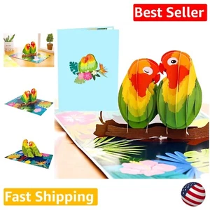 3D Pop Up Love Birds Card - Perfect for Anniversary, Valentines Day, Wedding - Picture 1 of 9