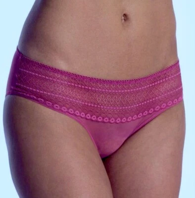 Panty de bikini DKNY de malla recortada de encaje elástico rosa fucsia para mujer L 7 Foto 1 de 4