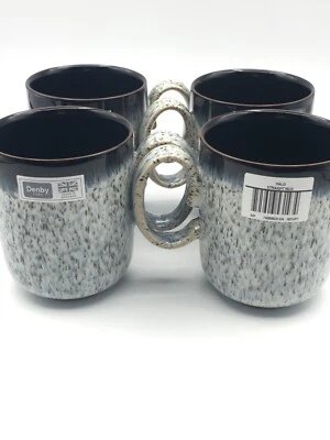 NEW Denby Halo Gray Speckle Mugs Set Of 4 350ml