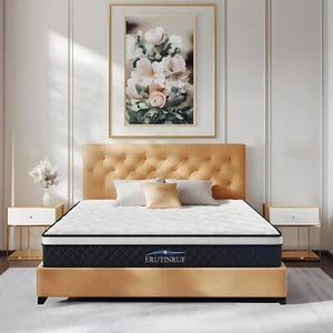 10" Twin Full Queen King Size Gel Memory Foam Hybrid Spring Mattress In A Box - Picture 1 of 7