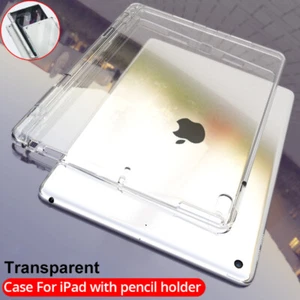 Clear Soft Case With Pencil Holder For Apple iPad 10.2 9th 8th 7th 10.5 Air 9.7 - Picture 1 of 13