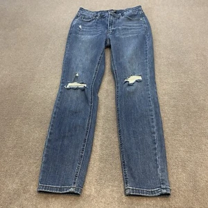Judy Blue Jeans Womens 9/29 Blue Denim Solid Skinny Fit Distressed Stretch - Picture 1 of 14