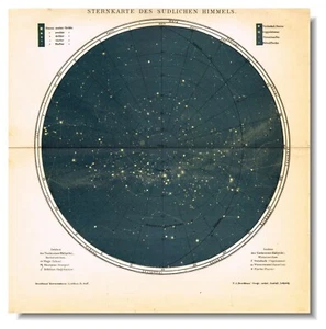 STARS 1894 Antique Constellations Map of Southern Sky Celestial Chart - Picture 1 of 11