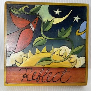 Sticks Sarah Grant Handmade Wood Wall Plaque Vintage “Reflect “ 7x7 Object Art - Picture 1 of 4