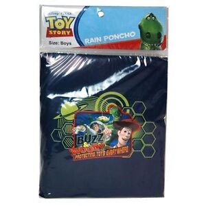 Rain Poncho Toy Story Buzz Woody Boy Size 4-7 Dark Blue NEW