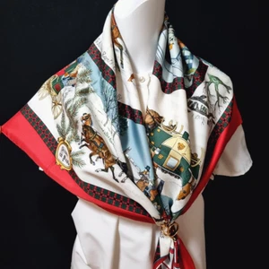 RARE VINTAGE HERMES Silk Scarf "L'Hiver en Poste" Carre 90 by Philippe Ledoux - Picture 1 of 17
