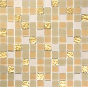 selbstklebend Glasmosaik beige gold Glänzend Bad Wand 200-4M362 | 10Mosaikmatten - Bild 1 von 5
