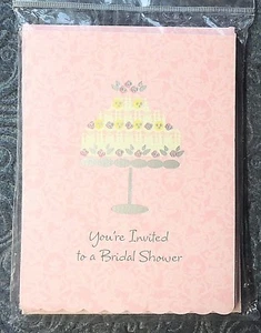 10pk Bridal Shower Invitation Cards w/ Envelopes American Greetings Cake Design - Imagen 1 de 1