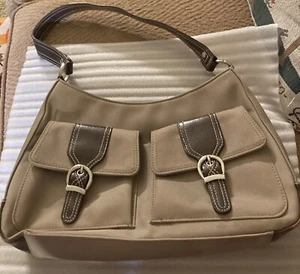 Vintage Tan Carlo D'Santi Satchel Shoulder Bag Purse Double Pockets! - Picture 1 of 5