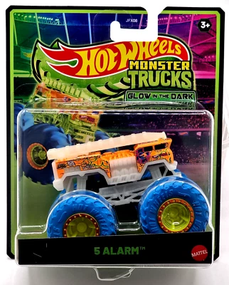Hot Wheels Glow in the Dark Leuchtet Im Dunkeln Monster Trucks Auto 5 Alarm