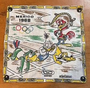 Disney DONALD DUCK The Three Caballeros 1968 MEXICO OLYMPIC GAMES HANKIE - Picture 1 of 3
