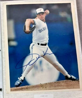 Jimmy Key Toronto Blue Jays Signed Autographed 8x10 photo & 4 signed BB Cards - Image 1 of 4