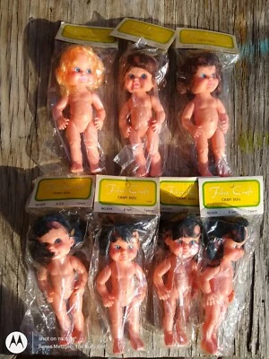 New Fibre Craft #3019 8" doll Black, Blonde & Brunette Hair  Unopened Set of 7 - Image 1 of 2