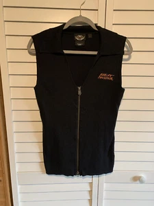 Harley Davidson Weste Damen Gr. Large Full Zip Pullover schwarz, orange Spell Out - Bild 1 von 9
