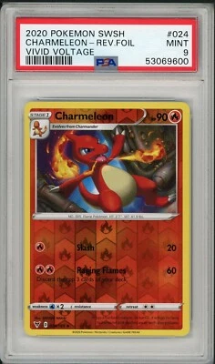 2020 Pokemon Vivid Voltage Charmeleon Reverse Foil Holo #024 PSA 9 - Image 1 of 2