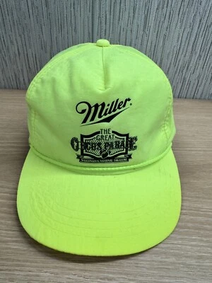Винтажная кепка Miller Great Circus Parade бейсболка неоново-зеленая нейлоновое пиво - Изображение 1 из 4