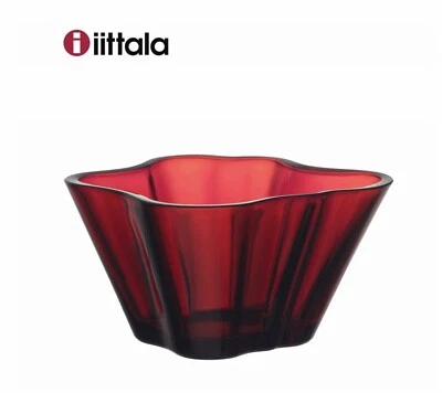 Iittala Alvar Aalto Bowl Cranberry colour 75mm X 140 mm /2.95 x 5.51 Inch NEW - Image 1 of 4