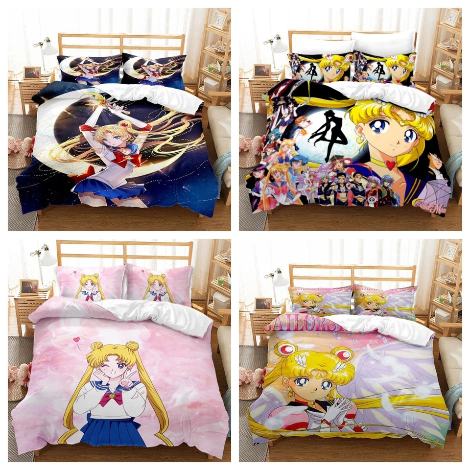 Kinder Sailor Moon Bettbezug Bettwäsche Kissenbezüge 135x200 200x200 Geschenk - Bild 1 von 1