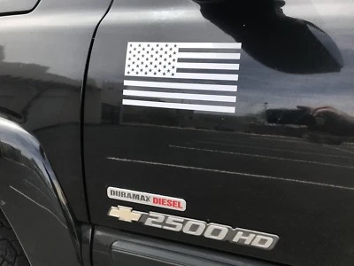 2 Matte White American Flag Vinyl Stickers Decals for Trucks, SUV, UTV 7.25" x 4 - Image 1 of 3
