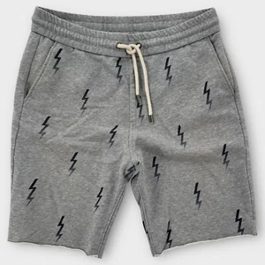 Cohesive And Co Sweat Shorts Mens XL Light Gray All Over Print Lightning Bolt - Picture 1 of 7
