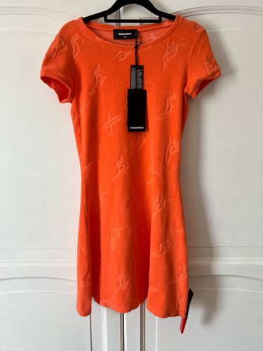 DSQUARED2 abito arancione surfista asciugamano linea A taglia XS PREZZO DI LISTINO £360