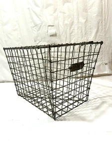 Vtg Metal Number 759 Industrial Modern Gym Locker Storage Wire Basket Bin - Picture 1 of 7