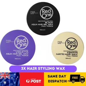 3xRedOne Styling Black Violetta Keratin Hair Style Wax Full Force 150ml Red One - Picture 1 of 1