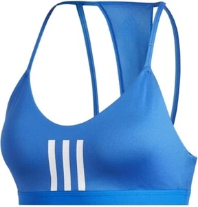 Adidas Women’s All Me 3-Stripes Low-Impact Mesh Sports Bra, Blue/White, XS - Picture 1 of 5
