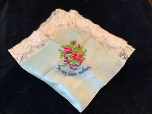 To My Dear Mother Mandado Bordado a Mano Seda, Encaje, Cosido a Mano Hanky - Imagen 1 de 10